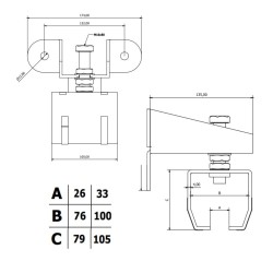 Abrazadera ajustable pared 1000 kg.