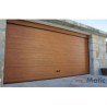 Ribbed sectional garage door imitation wood